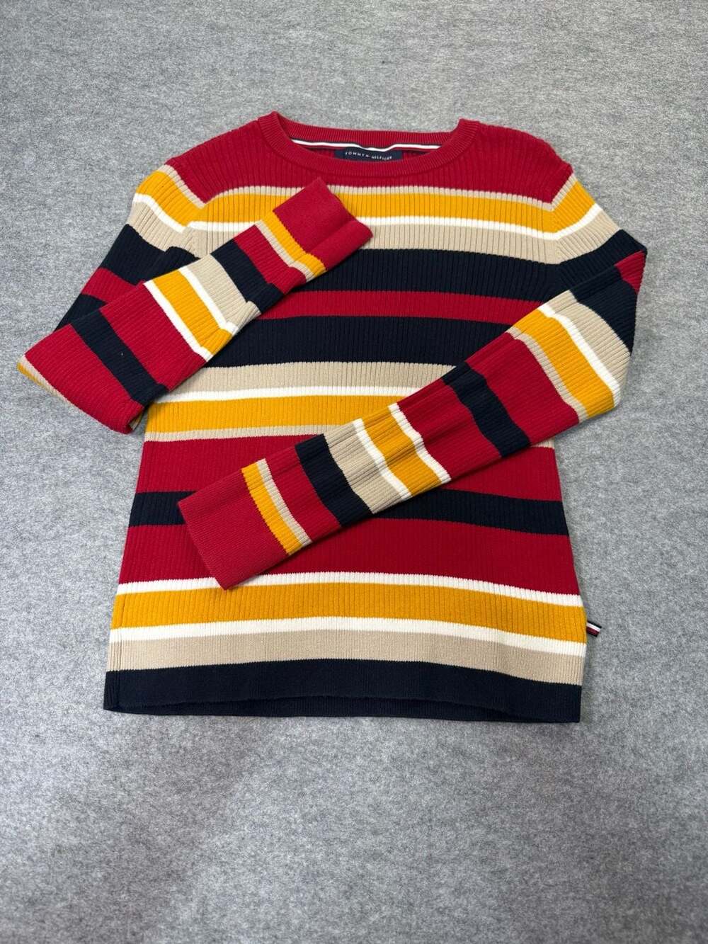 Tommy Hilfiger Women's Multicolor Striped Ribbed Knit Cotton Sweater Size M